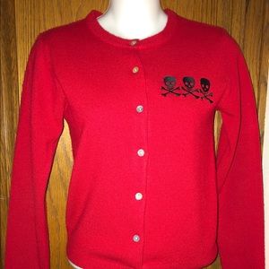 Red Embroidered Skull Cardigan Size Small